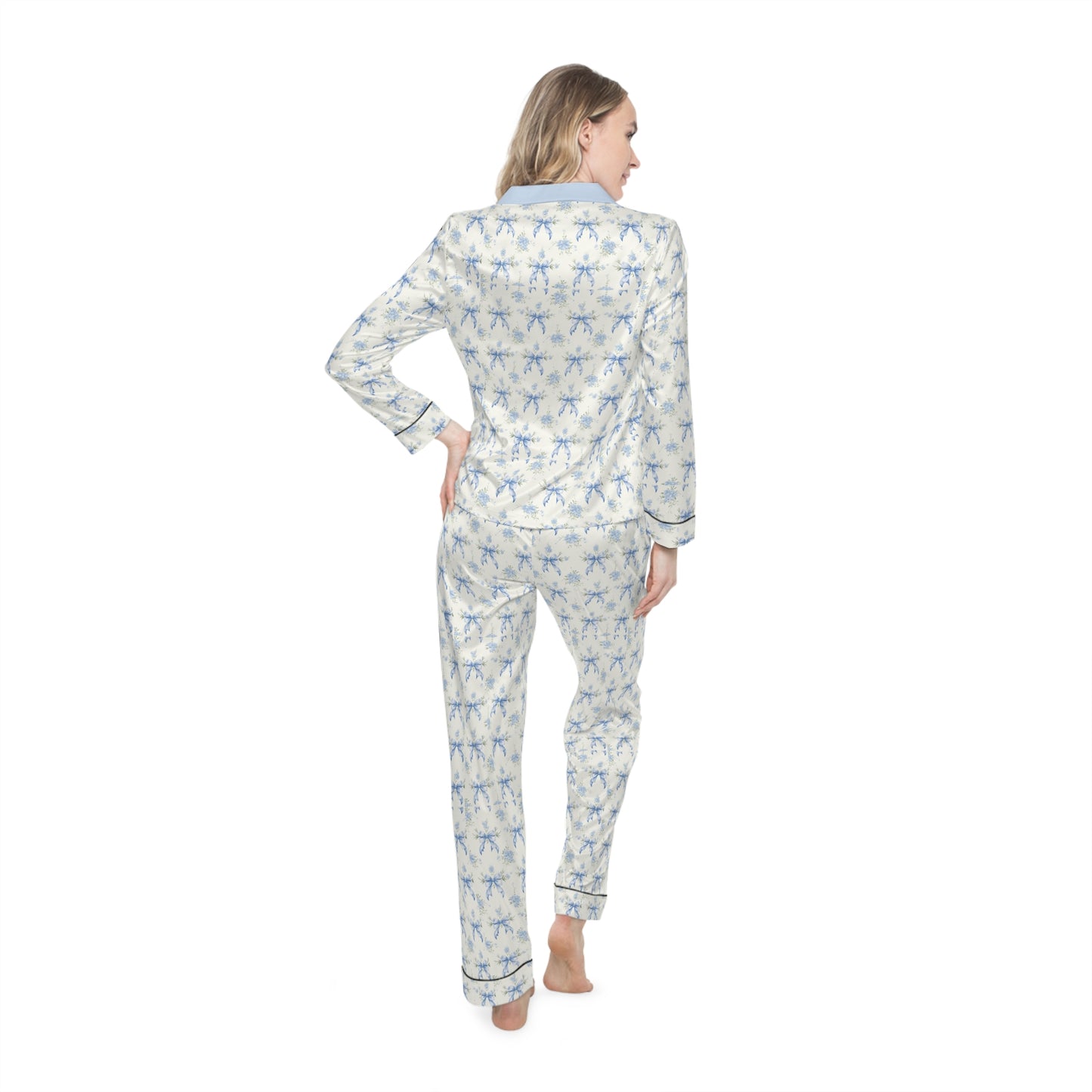 Blue LP- Bow - Women's Satin Pajamas (AOP)