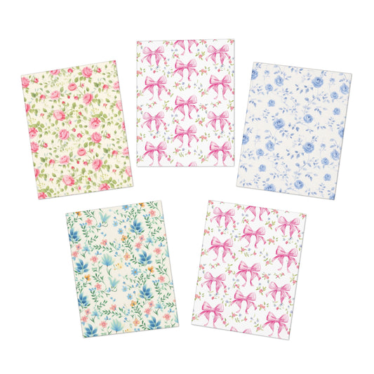 Lp- Bow and Flowers Multi-Design Greeting Cards (5-Pack)