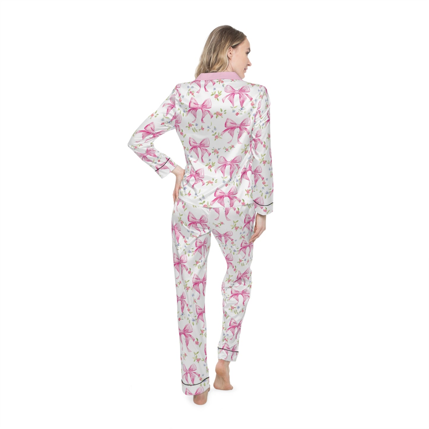 LP- Bow - Women's Satin Pajamas (AOP)